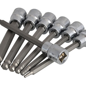 3/8in Drive Extra Long Hex Ball Socket Bit Set, 7 Piece