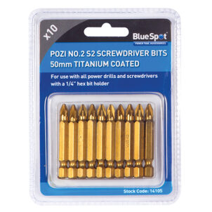 Titanium Coated Screwdriver Bits PZ2 x 50mm (Pack 10) - Image 2