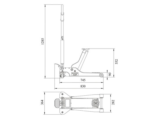BH13000 Extra Compact Trolley Jack 3T - Image 2