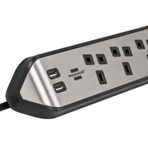 estilo Corner Extension Lead 240V 3-Gang 13A Black 2m