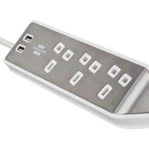 estilo Corner Extension Lead 240V 3-Gang 13A White 2m - Image 2