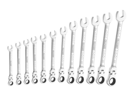 Flexible Head Ratchet Spanner Set, 12 Piece
