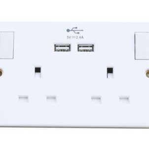 Switched Socket 2-Gang + 2 USB Ports 13A