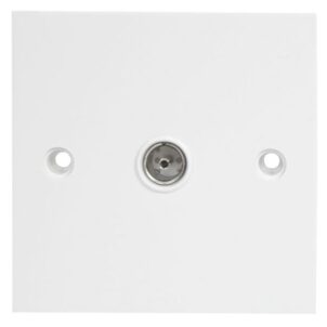 Single Flush Coax TV Socket White