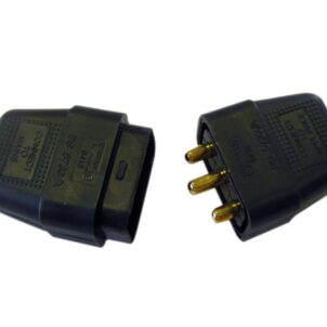3 Pin Rubber Connector Plug 10A Black