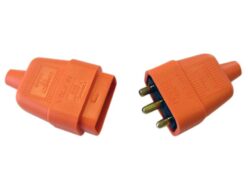 3 Pin Rubber Connector Plug 10A Orange