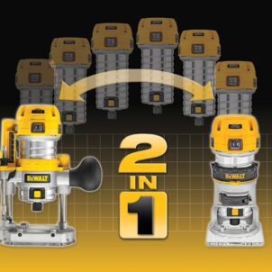 D26204K 1/4in Premium Plunge & Fixed Base Combi Router 900W 240V