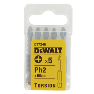 DT7246 Torsion Bits PH2 x 50mm (Pack 5)