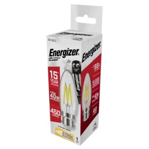 LED BC (B22) Candle Filament Dimmable Bulb, Warm White 470 lm 4W