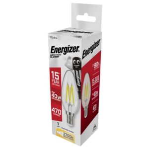 LED SES (E14) Candle Filament Non-Dimmable Bulb, Warm White 470 lm 4W