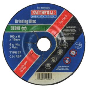 Depressed Centre Stone Grinding Disc 100 x 6 x 16mm