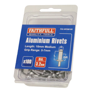 Aluminium Rivets 3.2 x 10mm Medium Pre-Pack of 100
