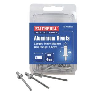 Aluminium Rivets 4 x 10mm Medium Pre-Pack of 100