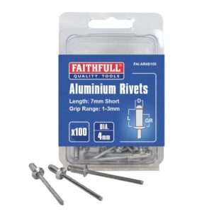 Aluminium Rivets 4 x 7mm Short Pre-Pack of 100