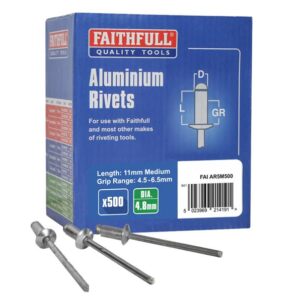 Aluminium Rivets 4.8 x 11mm Medium Bulk Pack of 500