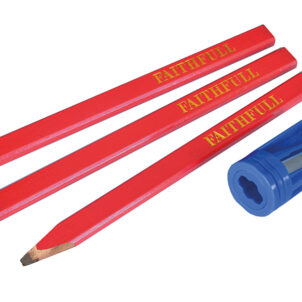 Carpenters' Pencils Red (Pack 3 + Sharpener)