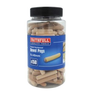 Wood Dowels Fluted 40 x 8mm (Tub 150)