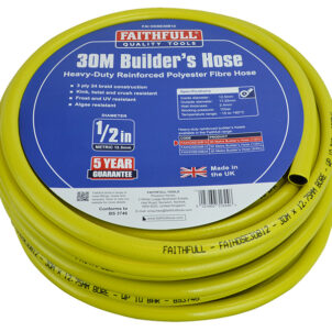 Heavy-Duty Reinforced Builder's Hose 30m 12.5mm (1/2in) Diameter