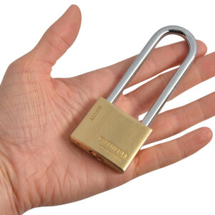Brass Padlock 40mm Long Shackle 3 Keys