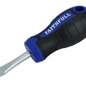 Soft Grip Stubby Screwdriver Flared Slotted Tip 6.5 x 38mm