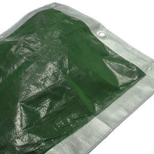 Heavy-Duty Tarpaulin Green/Silver 5.4 x 5.4m (18 x 18ft) 140gsm