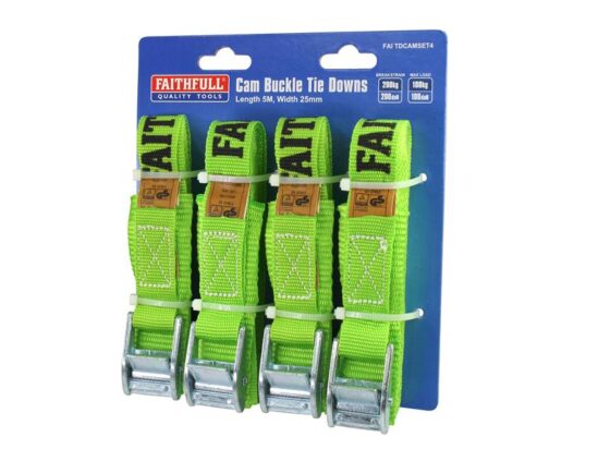 Cam Buckle Tie-Downs 5m x 25mm, 4 Piece - Image 4
