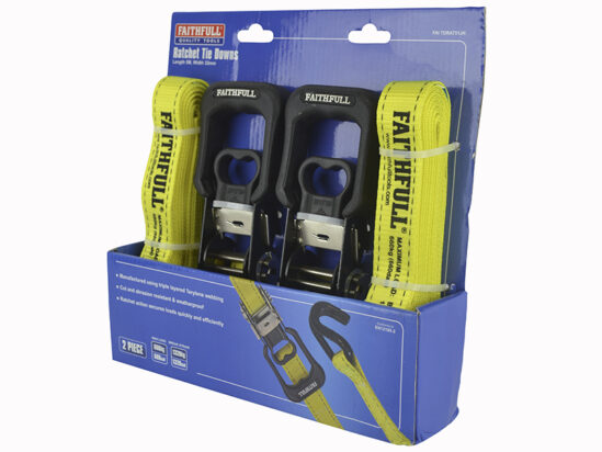 Ratchet Tie-Downs J-Hook 5m x 32mm Breaking Strain 1320kg/daN 2 Piece - Image 2