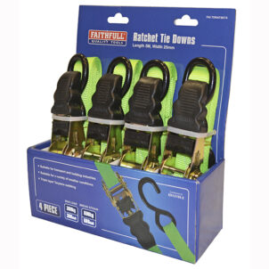 Ratchet Tie-Downs 5m x 25mm Green 4 Piece