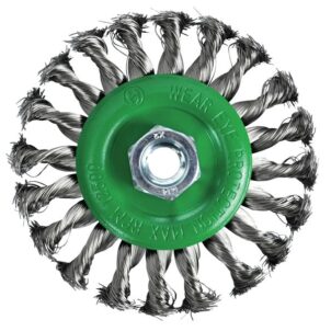 Flat Twist Knot Wire Brush 115 x 12mm M14x2 Bore, 0.35mm Stainless Steel Wire