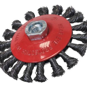 Conical Wire Brush 100mm M10x1.5 Bore, 0.50mm Wire