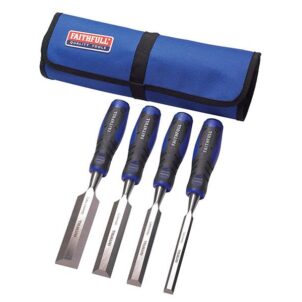 Soft Grip Chisel Set + Chisel Roll, 4 Piece