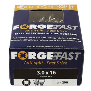 ForgeFast Pozi Compatible Elite Performance Wood Screw ZY 3.0 x 16mm Box 200