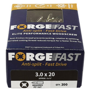 ForgeFast Pozi Compatible Elite Performance Wood Screw ZY 3.0 x 20mm Box 200