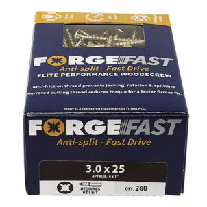 ForgeFast Pozi Compatible Elite Performance Wood Screw ZY 3.0 x 25mm Box 200