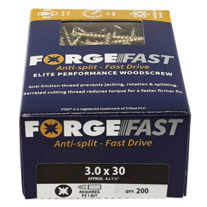 ForgeFast Pozi Compatible Elite Performance Wood Screw ZY 3.0 x 30mm Box 200