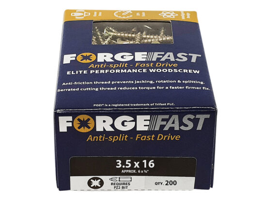 ForgeFast Pozi Compatible Elite Performance Wood Screw ZY 3.5 x 16mm Box 200