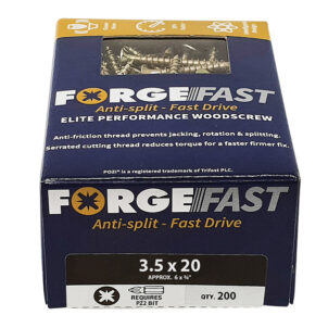 ForgeFast Pozi Compatible Elite Performance Wood Screw ZY 3.5 x 20mm Box 200