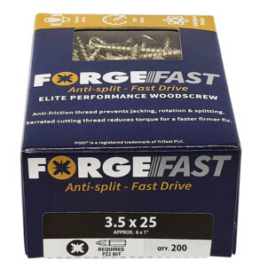 ForgeFast Pozi Compatible Elite Performance Wood Screw ZY 3.5 x 25mm Box 200