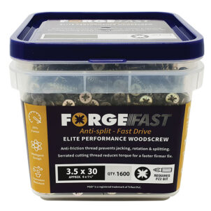 ForgeFast Pozi Compatible Elite Performance Wood Screw ZY 3.5 x 30mm Tub 1600