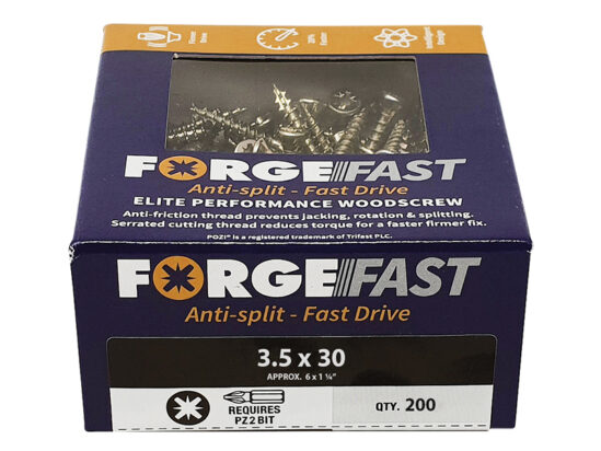 ForgeFast Pozi Compatible Elite Performance Wood Screw ZY 3.5 x 30mm Box 200