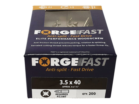 ForgeFast Pozi Compatible Elite Performance Wood Screw ZY 3.5 x 40mm Box 200