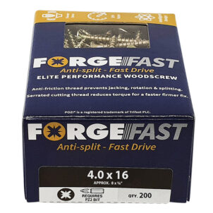 ForgeFast Pozi Compatible Elite Performance Wood Screw ZY 4.0 x 16mm Box 200