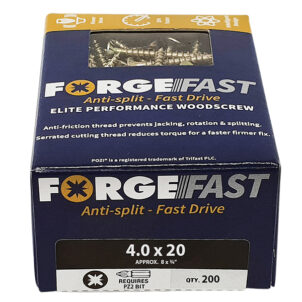 ForgeFast Pozi Compatible Elite Performance Wood Screw ZY 4.0 x 20mm Box 200