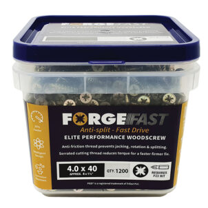 ForgeFast Pozi Compatible Elite Performance Wood Screw ZY 4.0 x 40mm Tub 1200