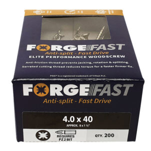 ForgeFast Pozi Compatible Elite Performance Wood Screw ZY 4.0 x 40mm Box 200