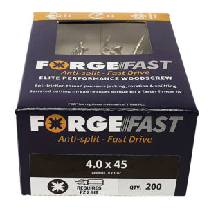 ForgeFast Pozi Compatible Elite Performance Wood Screw ZY 4.0 x 45mm Box 200