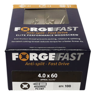 ForgeFast Pozi Compatible Elite Performance Wood Screw ZY 4.0 x 60mm Box 100