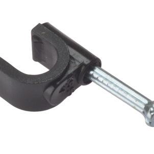 Cable Clip Round Coax Black 6-7mm Box 100