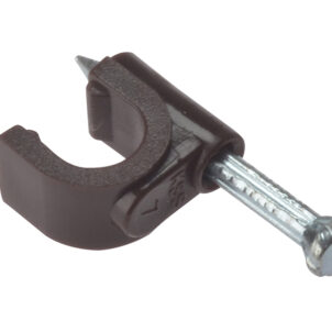 Cable Clip Round Coax Brown 6-7mm Box 100