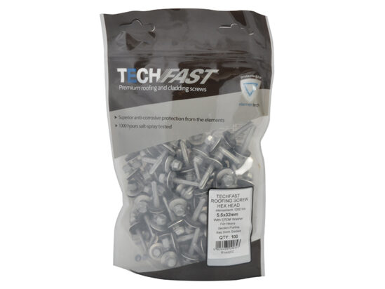 TechFast Hex Roofing Screw Self-Drill Heavy Section 5.5 x 32mm Pack 100 - Image 3